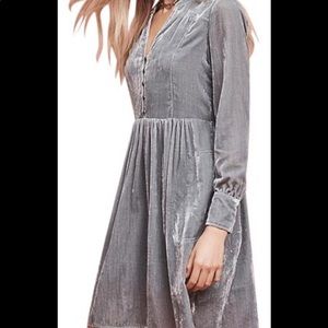 Anthropologie Holding Horses Grey Velvet Dress